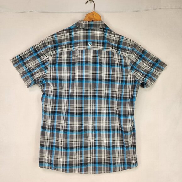 Kuhl Tapered Fit Button Up Shirt Men's Blue Plaid Short Sleeve Outdoor - Picture 2 of 9